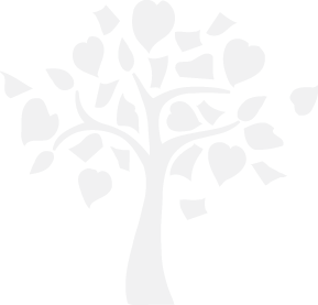 Stylized tree with heart-shaped leaves.