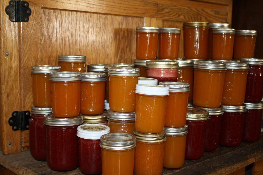 Jars of home-canned jelly